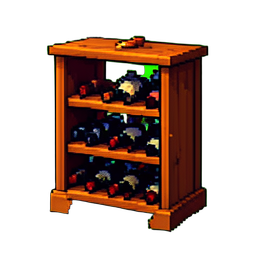 Estante de vino — sprite pixel art 256×256