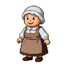 Grand-mère sage — sprite pixel art 256×256