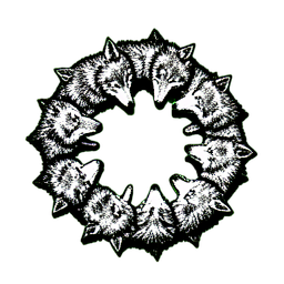 Wolfsrudel (1-Bit) — 256×256 Pixel-Art-Sprite