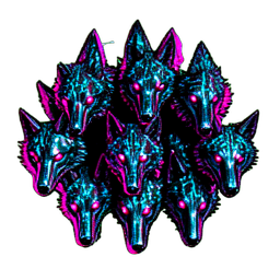 Wolfsrudel (Cyberpunk) — 256×256 Pixel-Art-Sprite