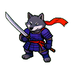 Wolf Samurai (16-Bit) - 256x256 pixel art sprite