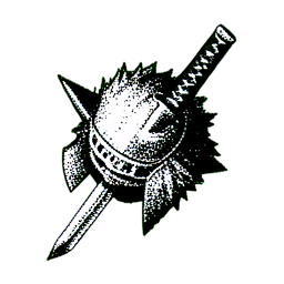 Wolf Samurai (1-Bit) - 256x256 pixel art sprite