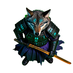 Wolf Samurai (Cinematic) - 256x256 pixel art sprite