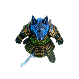 Wolf Samurai (HD-2D) - 256x256 pixel art sprite