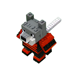 Wolf Samurai (Voxel) - 256x256 pixel art sprite