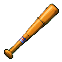 Bâton de baseball en bois — sprite pixel art 256×256