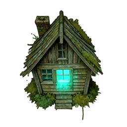 Maison en bois (Atmosphérique) — sprite pixel art 256×256