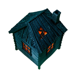 Casa de madeira (Cinemática) — sprite pixel art 256×256