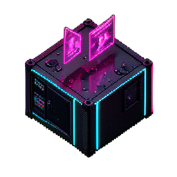 Wooden House (Cyberpunk) - 256x256 pixel art sprite