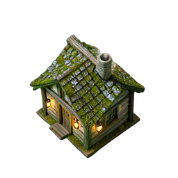 Maison en bois (HD-2D) — sprite pixel art 256×256