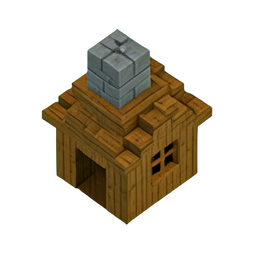 Wooden House (Voxel) - 256x256 pixel art sprite