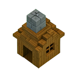 Maison en bois (Voxel) — sprite pixel art 256×256