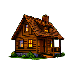 Wooden House - 256x256 pixel art sprite