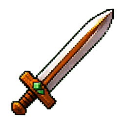 Espada de madera — sprite pixel art 256×256