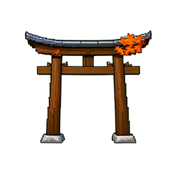 Porte Torii en bois rouge — sprite pixel art 256×256