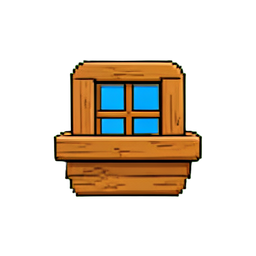 Cajón de ventana de madera — sprite pixel art 256×256