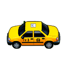 黄色出租车 — 256×256 像素游戏素材
