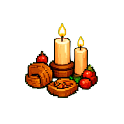 Vela de Yule de triple llama (Cinemático) — sprite pixel art 256×256