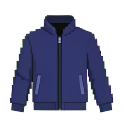 Veste à fermeture éclair — sprite pixel art 256×256