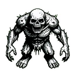 Zombie Brute (1-Bit) - 256x256 pixel art sprite
