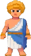 Personaje del templo griego C — sprite pixel art 102×185