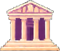 Edificio del Templo Griego B — sprite pixel art 256×384