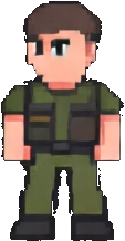 Militärbasis Charakter C — 113×218 Pixel-Art-Sprite