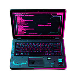 Modern Laptop (Cyberpunk) - 256x256 pixel art sprite