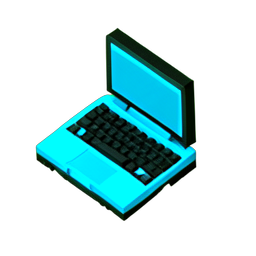 Modern Laptop (Voxel) - 256x256 pixel art sprite