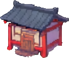 Bâtiment du village ninja B — sprite pixel art 136×114