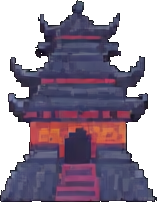 Estructura del pueblo ninja C — sprite pixel art 256×384