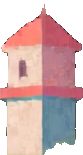 Edifício de papel recortado B — sprite pixel art 83×155