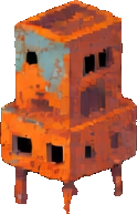 Edificio de la Apocalipsis del Óxido A — sprite pixel art 124×193