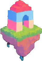 Spielkasten Gebäude B — 139×204 Pixel-Art-Sprite