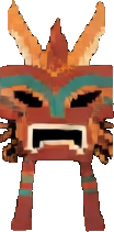 Edificio de máscara tribal A — sprite pixel art 104×211