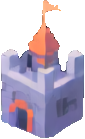 Effet du Château Voxel B — sprite pixel art 85×139