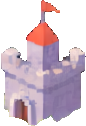 Voxel Schloss Umgebung A — 86×126 Pixel-Art-Sprite