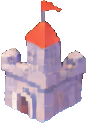 Voxel Schloss Umgebung B — 86×123 Pixel-Art-Sprite
