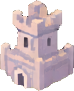 Edifício do castelo voxel A — sprite pixel art 107×132